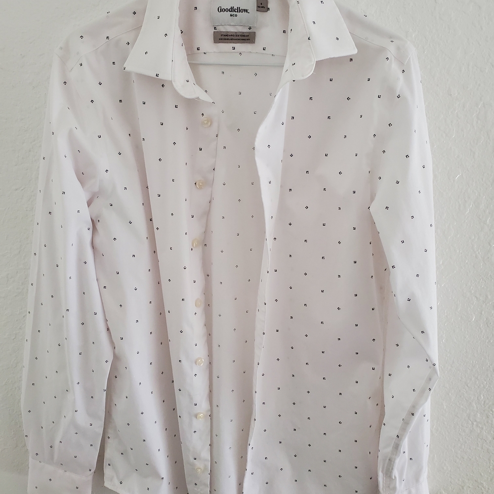 Goodfellow & Co Men's White Shirt with Black Dots